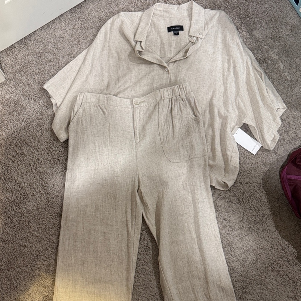 Karen Kane Beige Wide Leg Pants and Top Set